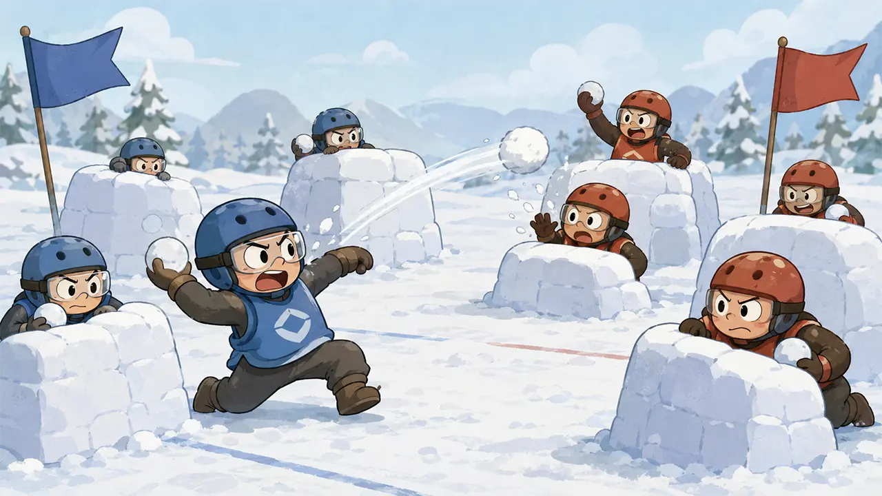 Зимняя битва снежками